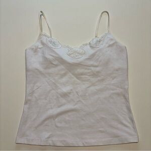 Y2K La Senza White Camisole w/ Lace Trim – Soft Girl Lingerie Aesthetic, Size M